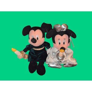 Mickey & Minnie Mouse Christmas Candle Plush Set 1994 Disneyland Collectible